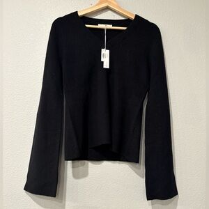 Lola & Sophie Black Long Sleeve V-Neck Top